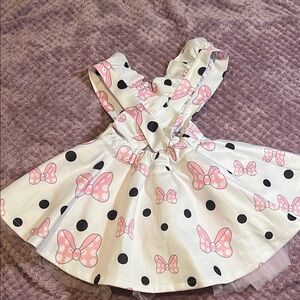 Pink and White Polka Dot Dress with Bow Print